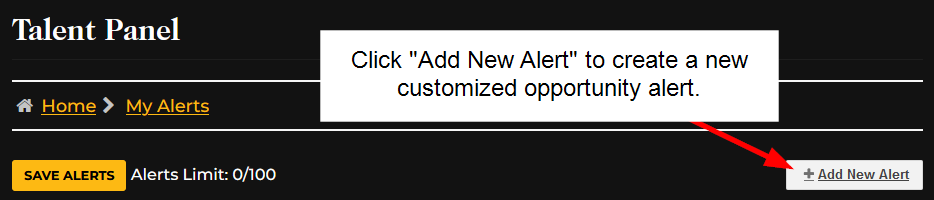 Click "Add New Alert" to create a new customized opportunity alert